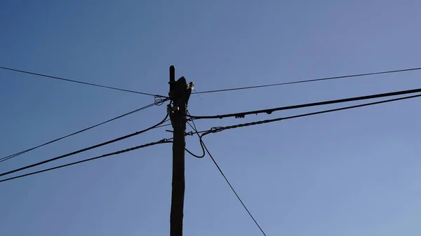 Silhouette Telecommunications Pole Sky — стоковое фото