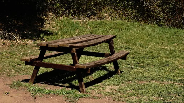 Деревянный Стол Пикника Парке — стоковое фото