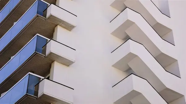 Фасадний Профіль Балконами Аварійними Сходами — стокове фото