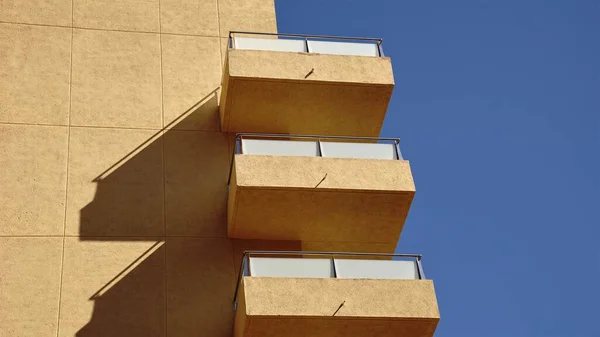 Low Angle Facade Balconies Sky — Stock Photo, Image
