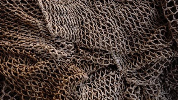 Στοιβαγμένα Ρουστίκ Δίχτυα Αλιείας Φόντο — Φωτογραφία Αρχείου