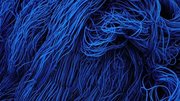 abstract background of blue net threads stacked