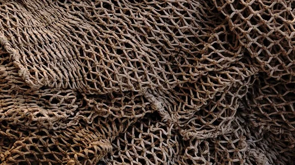 Fundo Abstrato Textura Rústica Tecida Rede Pesca Empilhada — Fotografia de Stock