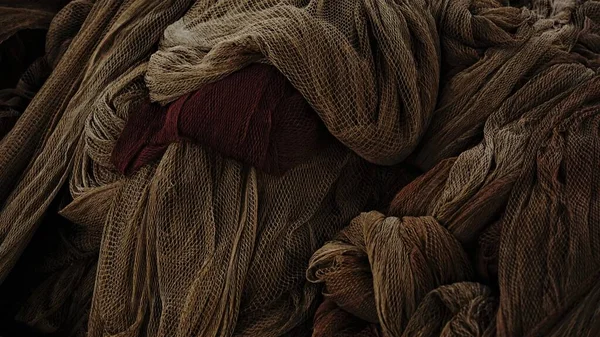 Formas Onduladas Textiles Apilados Para Redes Pesca —  Fotos de Stock