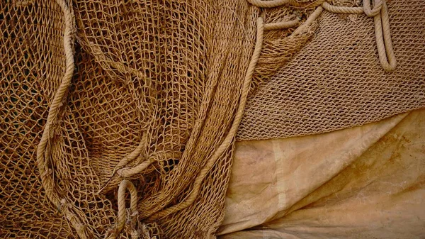 Abstrakter Hintergrund Ausgedehnter Rustikaler Fischernetze — Stockfoto