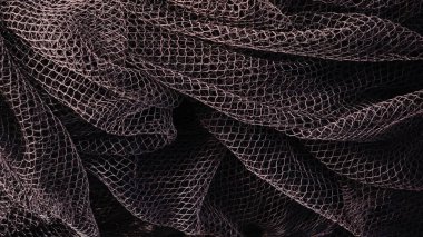 Tekstil arkaplanı dalgalanan koyu balıkçılık ağı