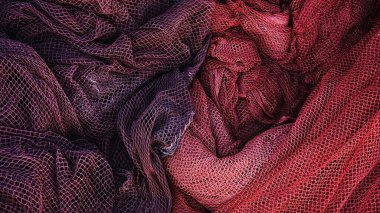 kırmızı dalgalı balıkçılık ağı dokusu