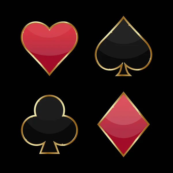 Diamante Coração Trevo Símbolos Vetoriais Das Cartas Baralho Cartão Jogo — Vetor de Stock