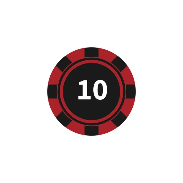 Icona Del Poker Chip Token Sfondo Bianco Illustrazione Vettoriale Carte — Vettoriale Stock