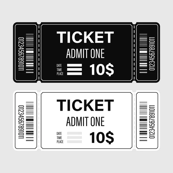 Schwarz Weiß Einfache Ticketvorlage Vektor Illustration Für Design Oder Druck — Stockvektor