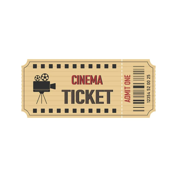 Cinema Ticket Sjabloon Horizontaal Bioscoopkaartje Met Barcode Vector Illustratie — Stockvector