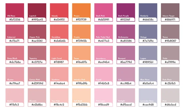 Moda renk rehberi paleti. Trend 2023. Vektör renk paleti RGB HEX 'i dönüştürür. Moda tasarımcıları için renk paleti, iş, giysi ve boya.