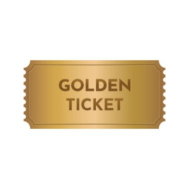 Vektör atlık altın bilet şablonu. Sinema, tiyatro, kumarhane, konser, oyun, parti, etkinlik, festival için altın bilet. Gazino kulübü için davetiye.