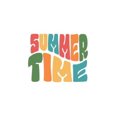 Yaz tabiri. Deisy 'li modaya uygun hippi modası geçmiş metin. Tişörtler, posterler, kartlar, baskılar için tasarım. Moda 60 'lar, 70' ler.