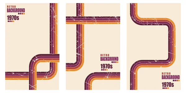レトロな縦型ポスターのセット グルービーストライプデザインテンプレートの背景ベクトルイラスト — ストックベクタ