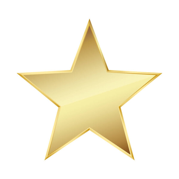 Realistic golden star on white background. Golden emblem of victory. Symbol of best and winner.Vector