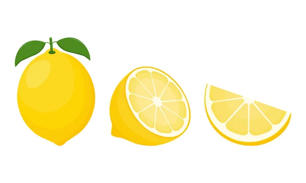Frische Zitronenfrüchte Sammlung Von Zitronenvektorsymbolen Isoliert Auf Weißem Hintergrund Vektor — Stockvektor