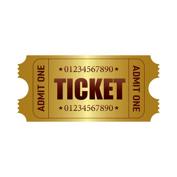 Vector Goldene Ticket Vorlage Kino Theater Casino Konzert Spiel Party — Stockvektor