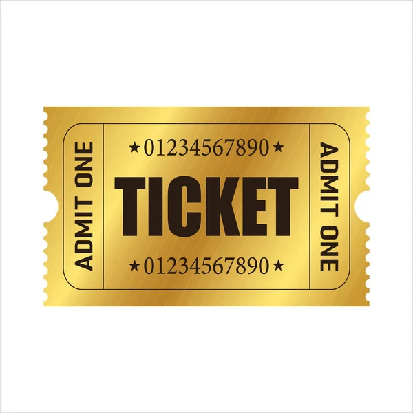 Vector Goldene Ticket Vorlage Kino Theater Casino Konzert Spiel Party — Stockvektor