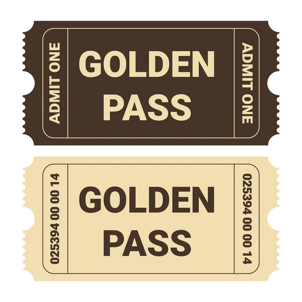 Vektor Set Von Golden Pass Ticket Vorlage Vip Eintrag Talon — Stockvektor