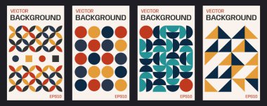 Postmodern dikey arka plan vektör kümesi. Soyut geometrik arkaplanlar.