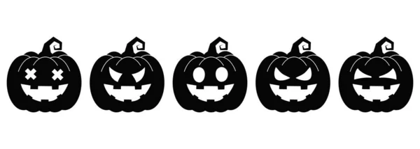 Vector Set Spooky Pumpkin Scary Faces Halloween Pumpkin Icons Vecto — Stock Vector