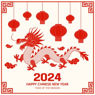 Happy chinese new year 2024 year of the chinese dragon.Zodiac sign. Year of the Dragon. New year background