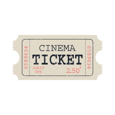 Retro sinema bileti şablonu. Birini kabul et. Vektör.
