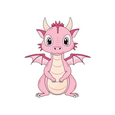 Tatlı çizgi film ejderhası. Yeni yılın sembolü 2024.Vektör illüstrasyonu