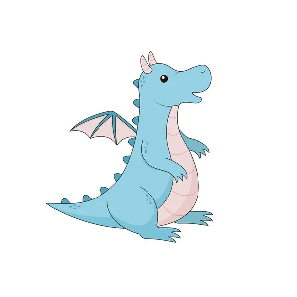 ベクターかわいい青い漫画のドラゴン 新年のシンボル 2024 — ストックベクタ