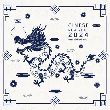 Çin Yeni Yılı 2024. Ejderha Geçmişi. Vektör