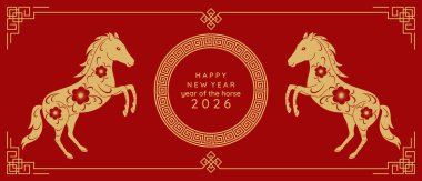 Mutlu yıllar 2026. Atın yılı. Vektör