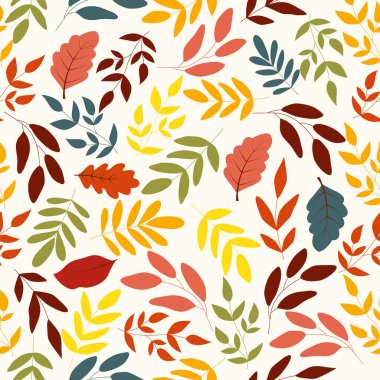 Dalları yapraklı, sonbahar pürüzsüz deseni. Botanik sonbahar geçmişi. Vektör