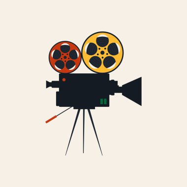 Retro film kamerası ikonu. Film makaralı klasik film kamerası.