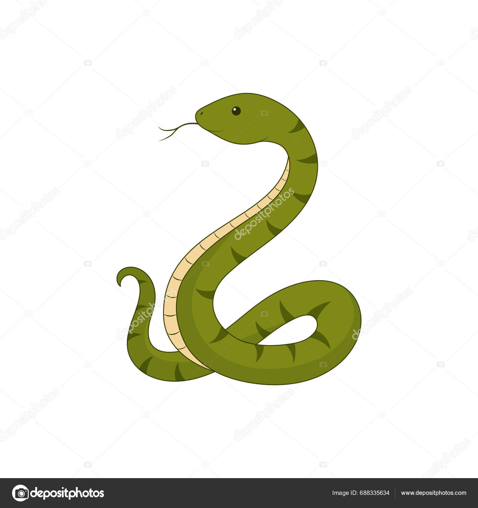 Зеленая Змея Изолирована Белом Фоне Символ Нового 2025 Года Вектор.