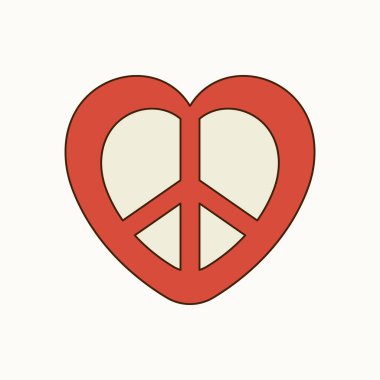 70 'lerin modaya uygun modası geçmiş modaya uygun kalp şeklinde barış simgesi..