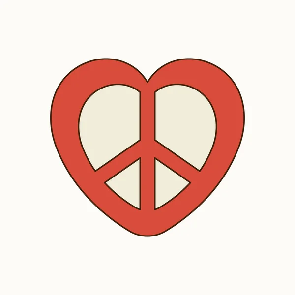 Ikon Perdamaian Dalam Bentuk Hati Dengan Gaya Retro Trendi Groovy Stok Ilustrasi 