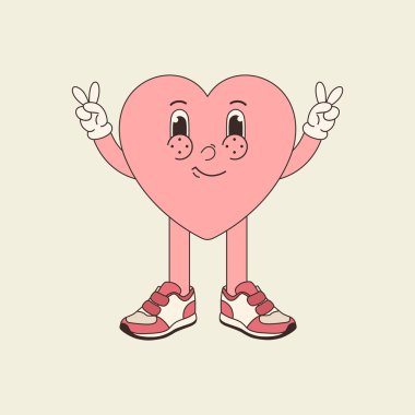 70 'lerin modası geçmiş sevgililer günü modaya uygun kalbi. Vektör