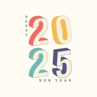 Üç boyutlu rakamlarla 2025 yılının kutlu olsun. Vektör