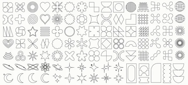 Conjunto Vectorial Formas Abstractas Geométricas Brutalistas Figuras Abstractas Moda Ilustración de stock