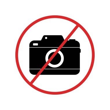 - Fotoğraf çekmek yasaktır. Halka açık yerler için yasaklama sembolü çıkartması. Kamera işareti yok. Vektör