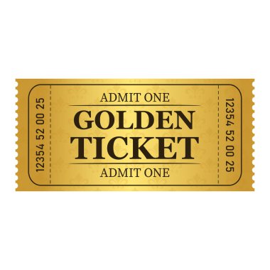 Vektör altın bilet şablonu. Vektör illüstrasyonu.
