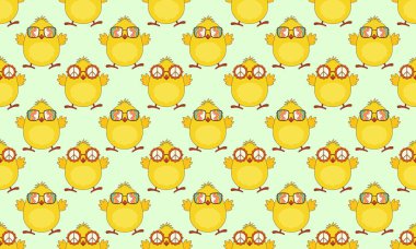 Paskalya desensiz, güneş gözlüklü harika hatunlar. 70 'lerin modası geçmiş hippi tarzı piliç karakterleri. Vektör