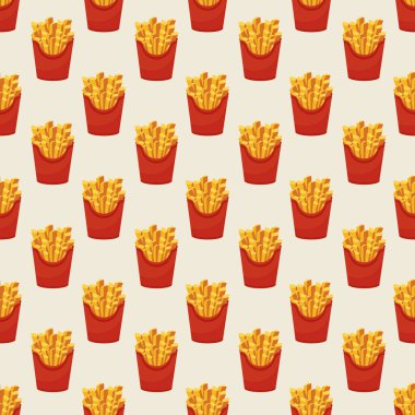 Kızarmış patatesler pürüzsüz. Fast food geçmişi. Vektör