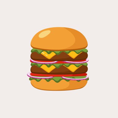 Beyaz arka planda hamburger ikonu. Fast food ikonu tasarımı. Vektör