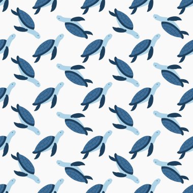 Kaplumbağalarda vektör kusursuz desen. Su altı çizgi film yaratıkları..