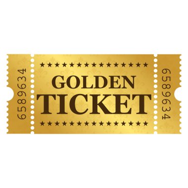 Vektör altın bilet şablonu. Vektör illüstrasyonu