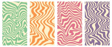 70 'lerin modası geçmiş modaya uygun modaya uygun posterler. Dikey dalgalı arkaplanlar.