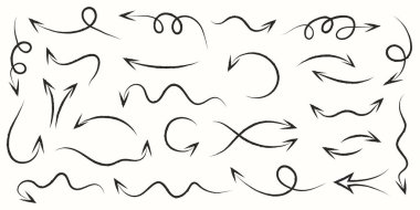 Karalama okları hazır. El yapımı tasarım elementleri. Vektör