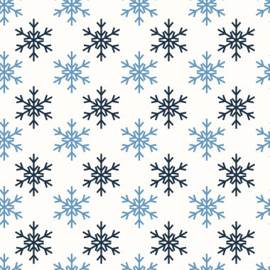 Kar taneleriyle kusursuz bir Noel deseni. Kış dönemi. Vektör illüstrasyonu.